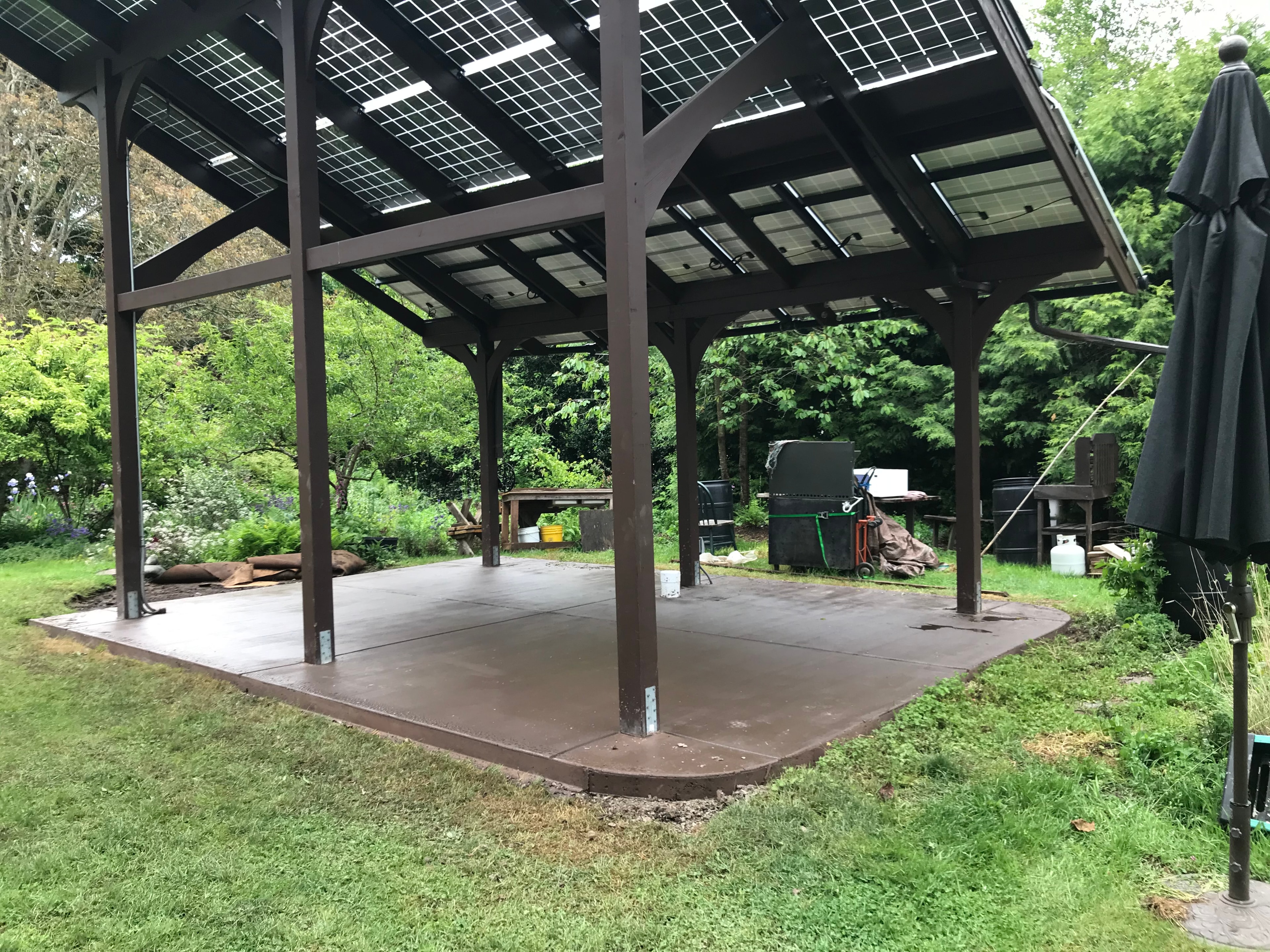 Solar pergola concrete patio