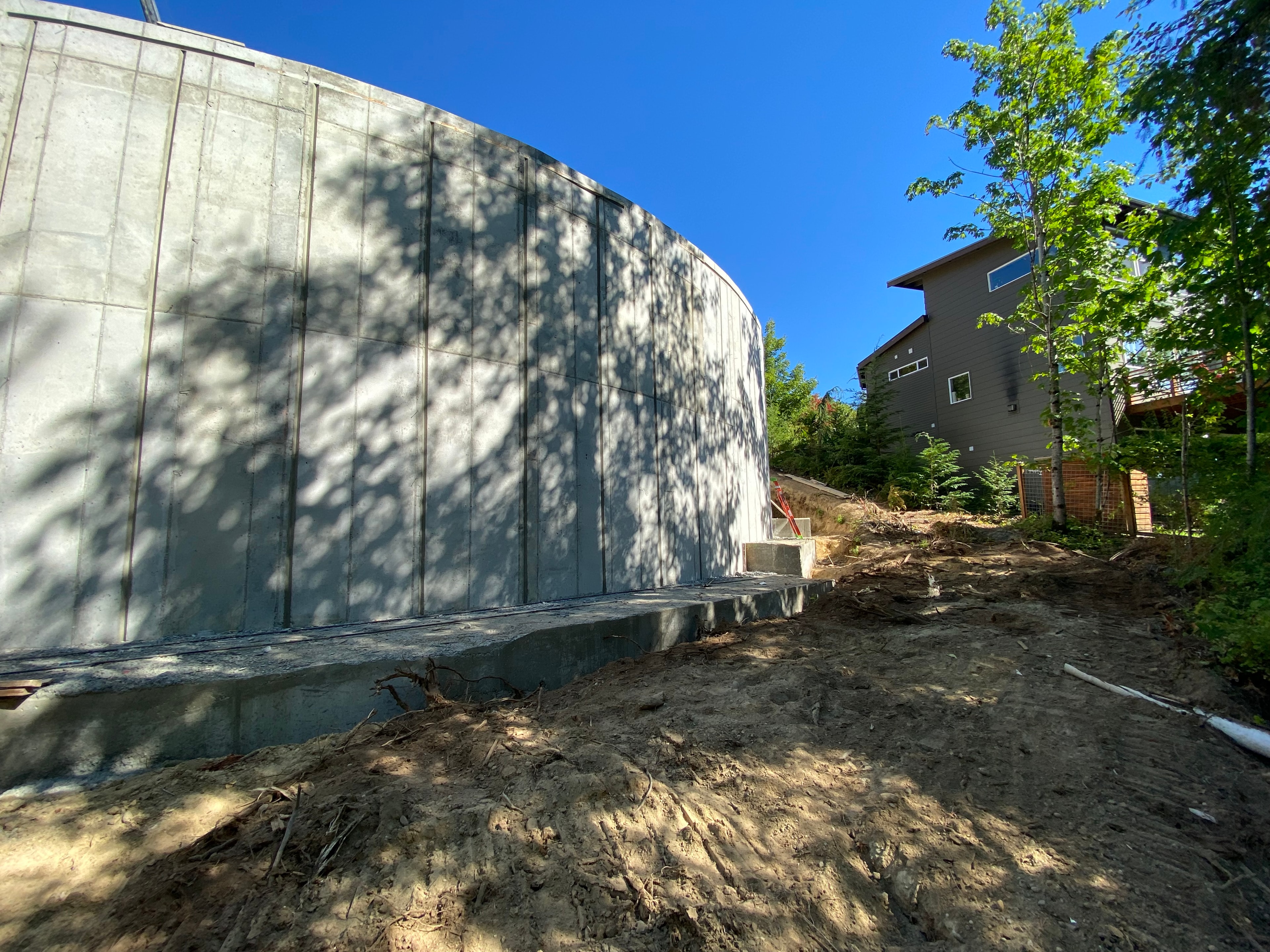 Curved concrete water vault wall